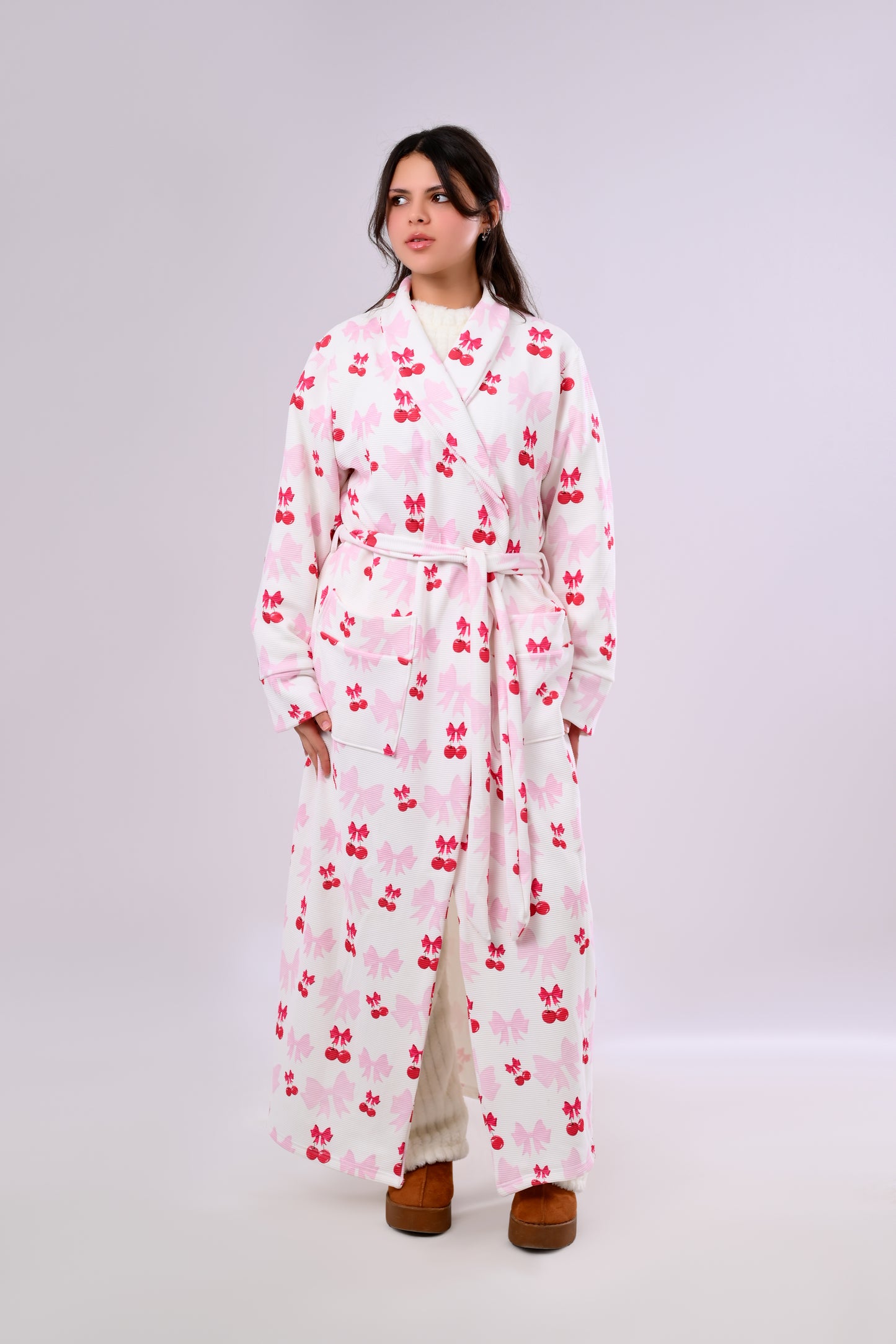 Charming Cherry Print Robe