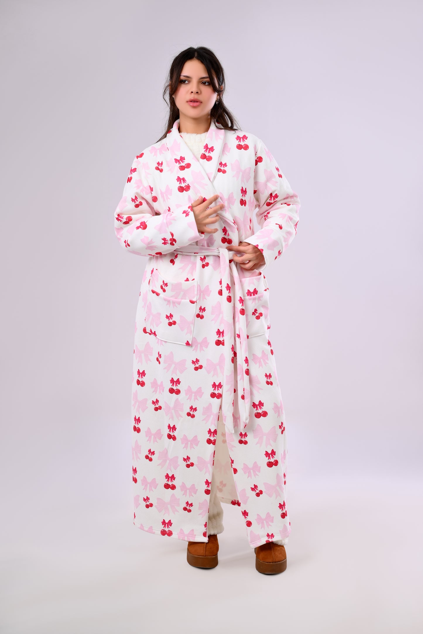 Charming Cherry Print Robe