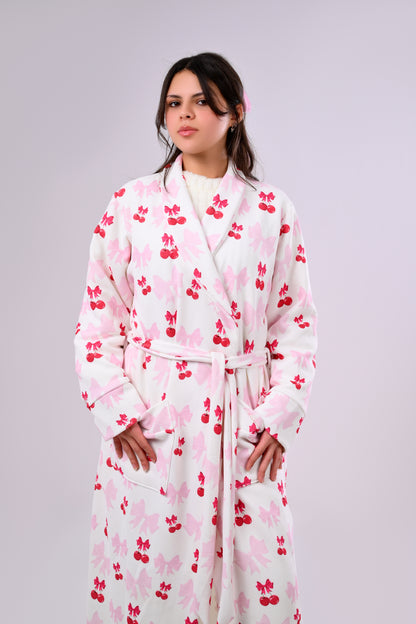 Charming Cherry Print Robe